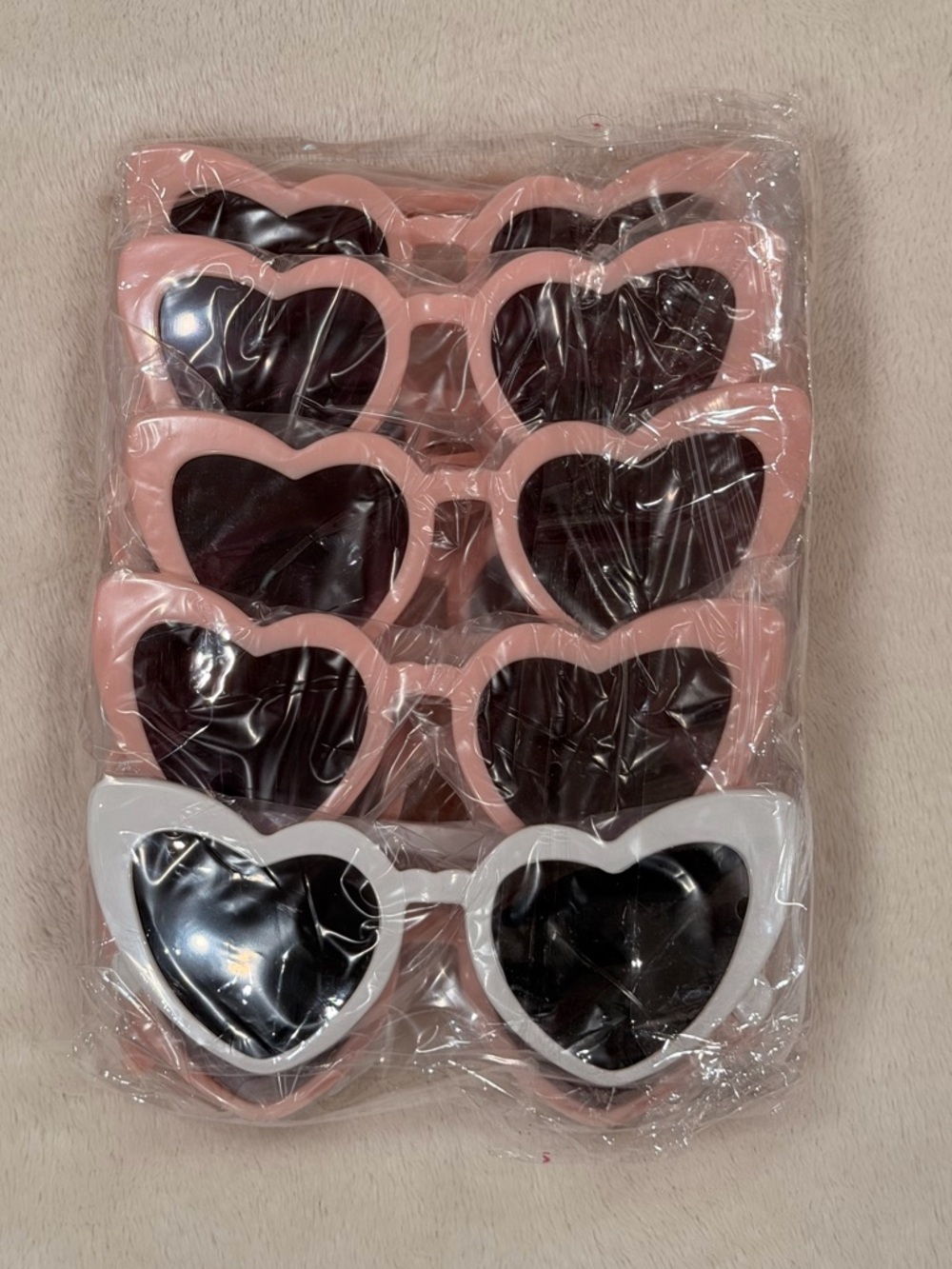Heart-Shaped Sunglasses Pack - Pink & White Frames